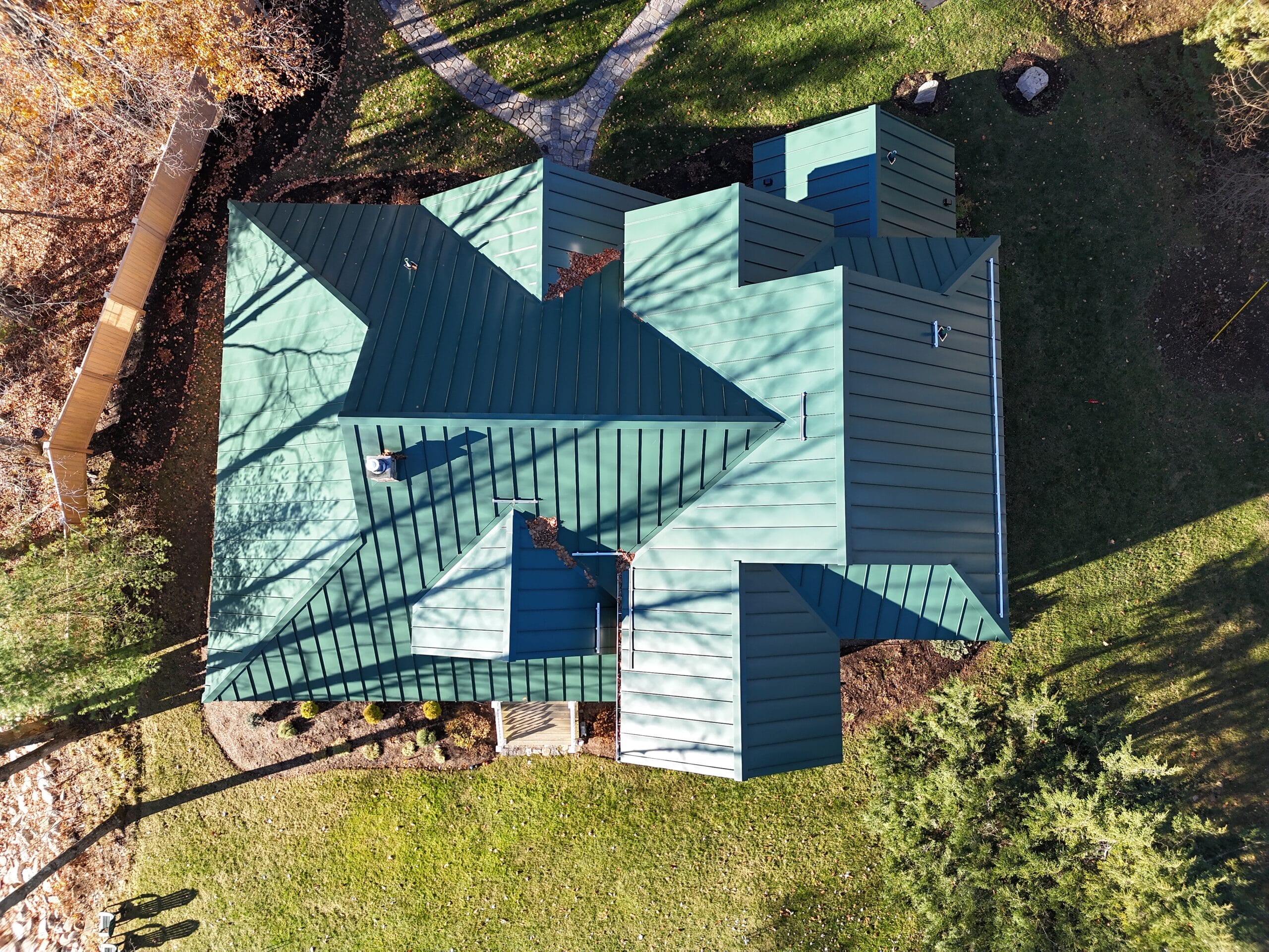 green metal roof